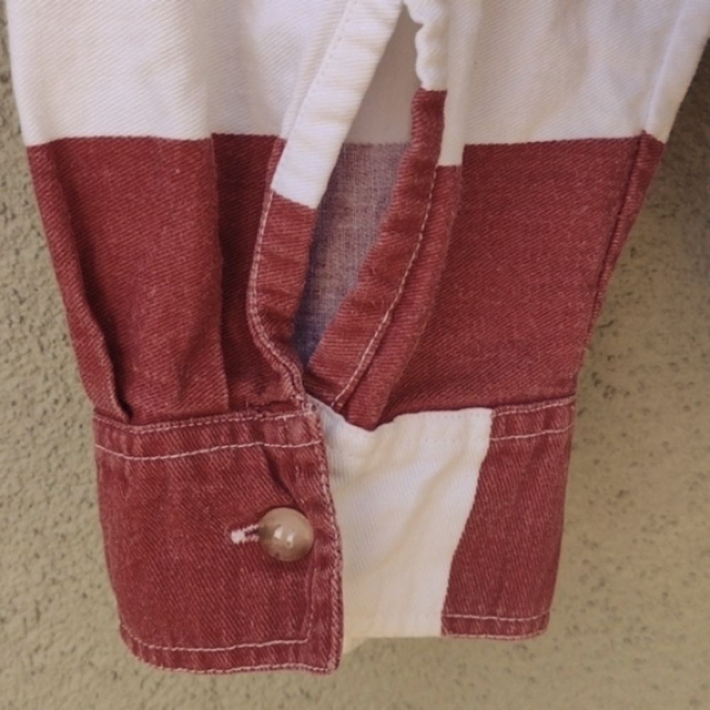 Worn Quizz Jeans Patriotic Stars and Stripes Button-up Cotton Shacket Women's 24 - Picture 5 of 11